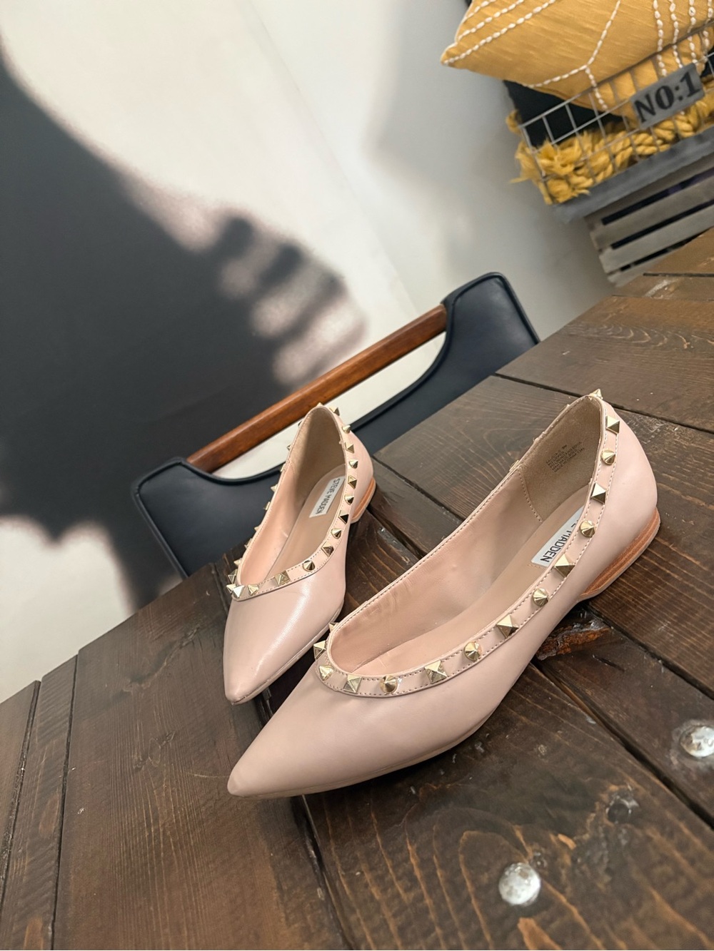 Steve Madden Studded Blush Pointed Toe Ballet Flats